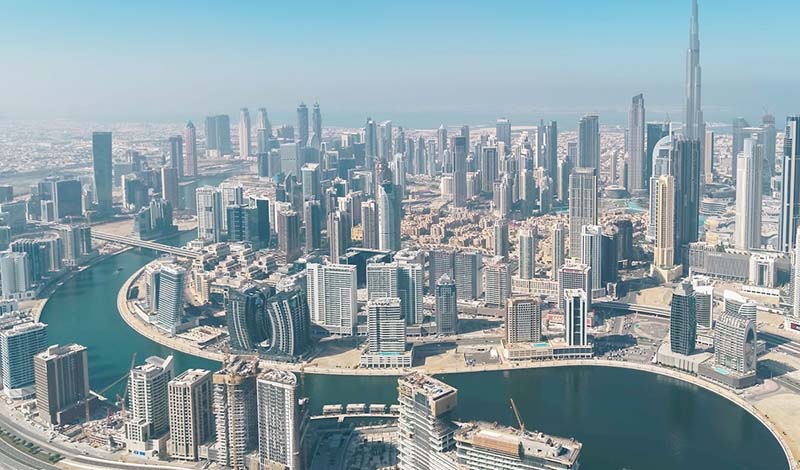 areal view of the dubai business bay