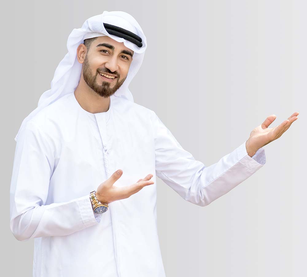 dubai real estate agent in white thoub