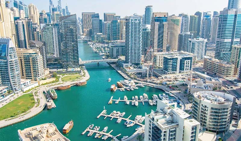 Dubai marina areal view