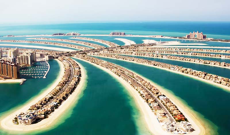 areal image of dubai jumeirah palm tree