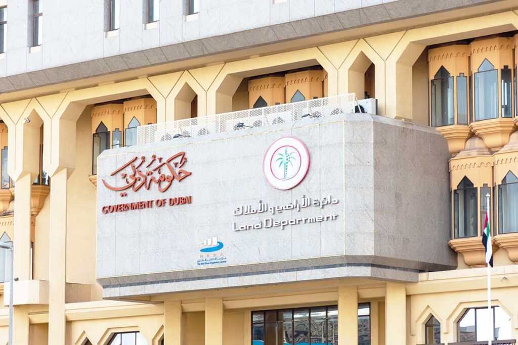 Dubai, UAE - June 09, 2024: Dubai Land Department Building. Government office.