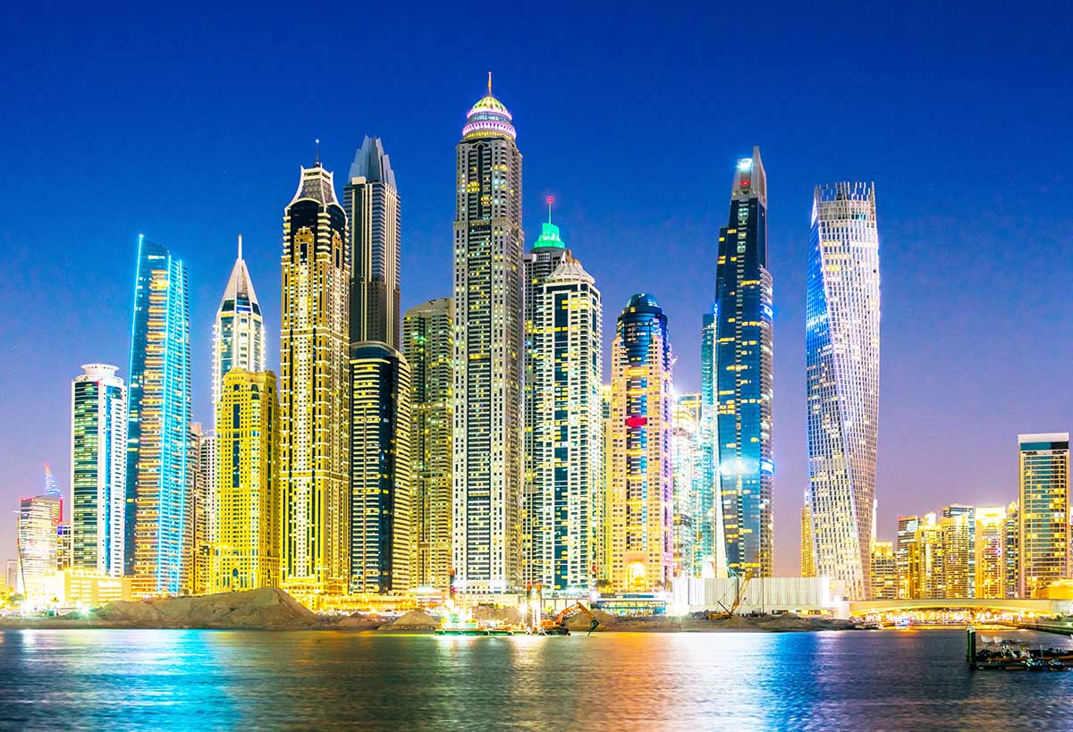 Modern residential architecture of Dubai Marina, UAE